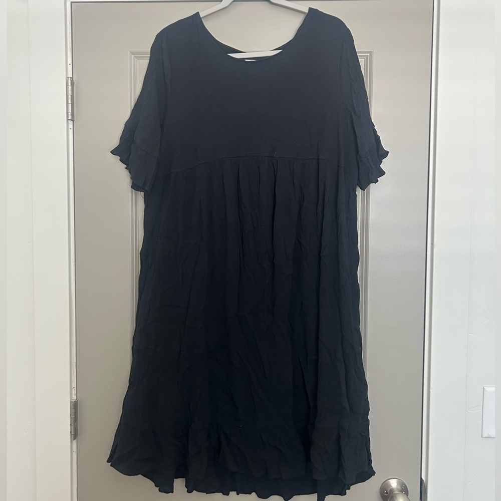 Isabel Maternity Black Ruffled Tiered Midi Sundress
